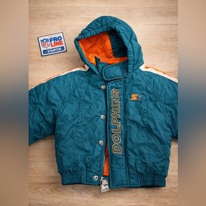 Vintage Miami Dolphins Starter NFL Pro Line Jacket 3T Toddler Teal Orange